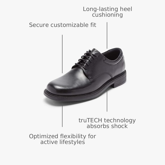 Rockport Margin Oxfords Mens Black Leather Lace Up Dress Shoes Size 11.5 UK 11 main image 8